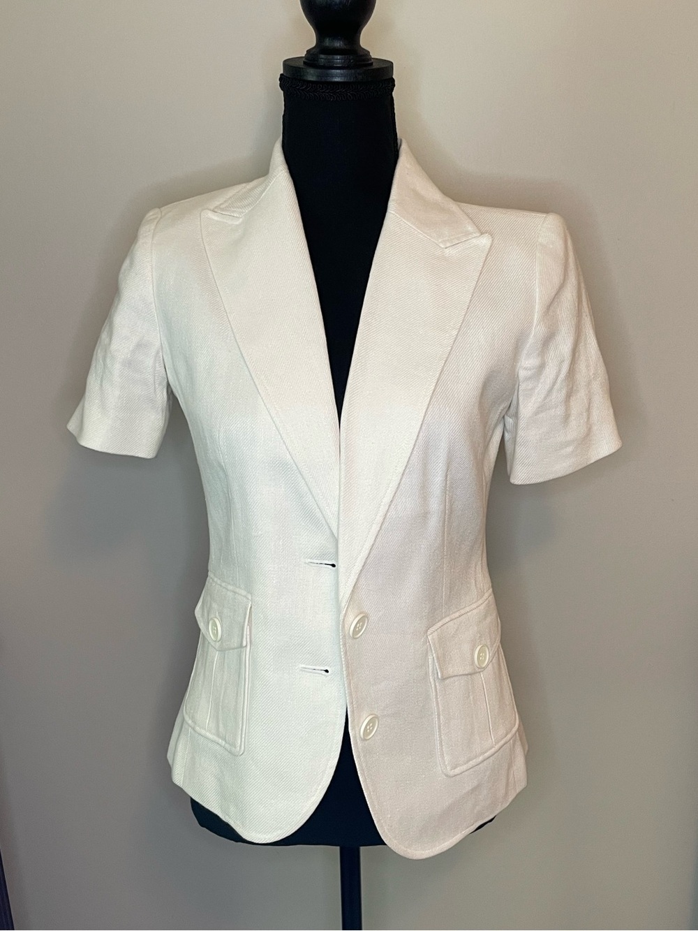 New York & Company White Short-Sleeve Tailored Blazer